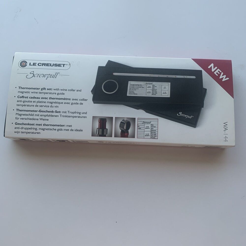 NEW in Box  LE CREUSET WA-144 Wine Thermometer Gift Set + Magnet BAR TOOL
